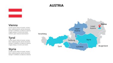Avusturya vektör haritası bilgi şablonu ülkelere bölündü. Slayt sunumu