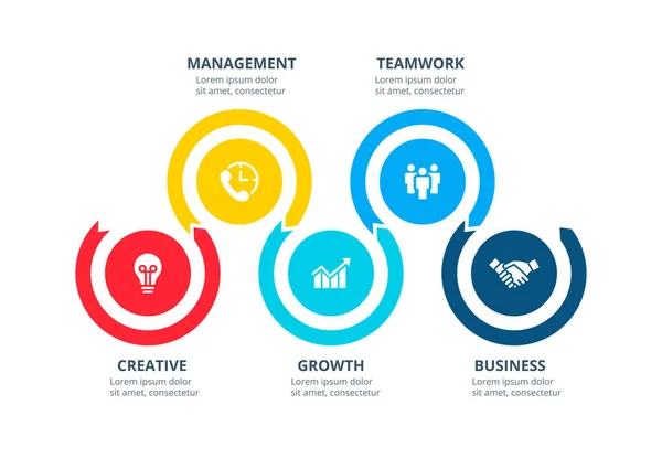Circuits vectoriels infographie avec 5 options ou étapes pour la présentation de l'entreprise. Peut être utilisé pour la mise en page du flux de travail, diagramme, options d'étape d'affaires, bannière, conception Web. — Image vectorielle