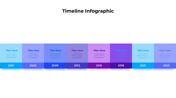 Infografische tijdlijn ontwerp template. Moderne vectorillustratie. Concept van 8 stappen of opties van het bedrijfsproces — Stockvector