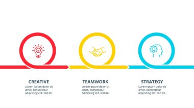 3 seçenek veya adımlı bilgi için vektör çemberleri ögeleri. Sunum için iş diyagramı