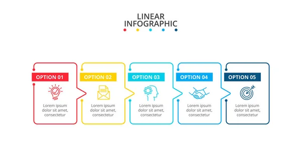 Dünne flache Elemente für Infografik mit 5 Optionen — Stockvektor