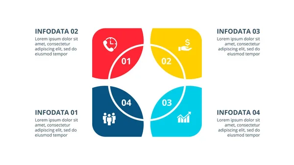 Élément de cycle vectoriel pour infographie. Modèle pour diagramme, graphique ou présentation. Concept d'entreprise avec 4 options, pièces, étapes ou processus. — Image vectorielle