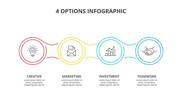 Cercles vectoriels pour infographie. Concept d'entreprise avec 4 options, pièces, étapes ou processus. — Image vectorielle
