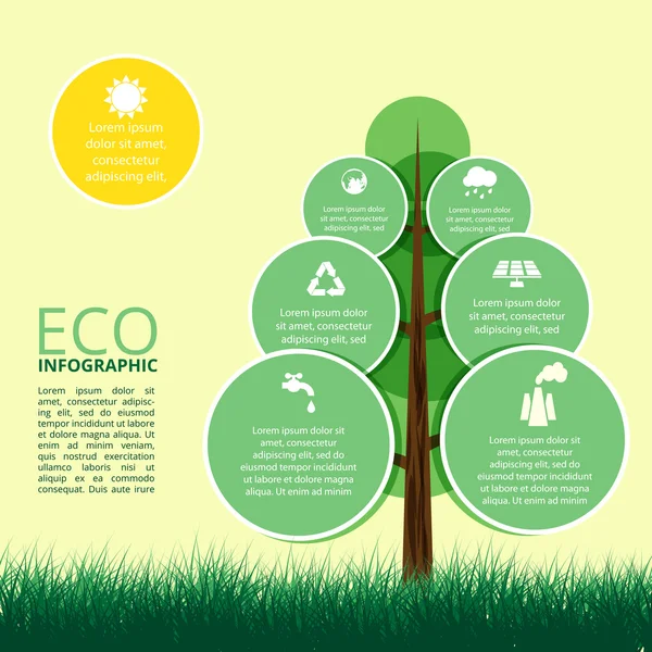 Infographic της οικολογίας, το σχεδιασμό έννοια με το δέντρο. — Διανυσματικό Αρχείο