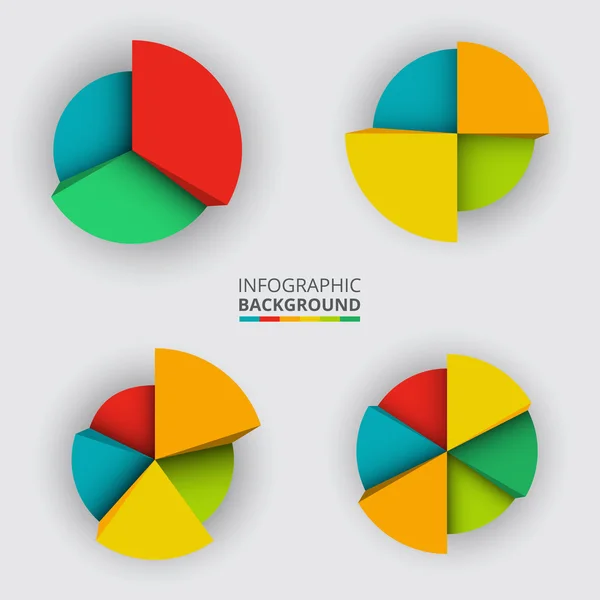 Gráficos de torta segmentados e multicoloridos — Vetor de Stock