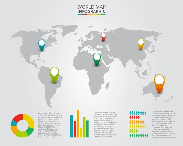 Mapa do mundo vetorial com elementos infográficos . —  Vetores de Stock