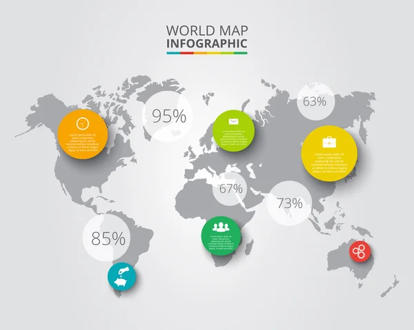 Vector wereldkaart met infografische elementen. — Stockvector