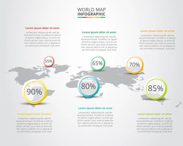 Vector wereldkaart met infografische elementen. — Stockvector