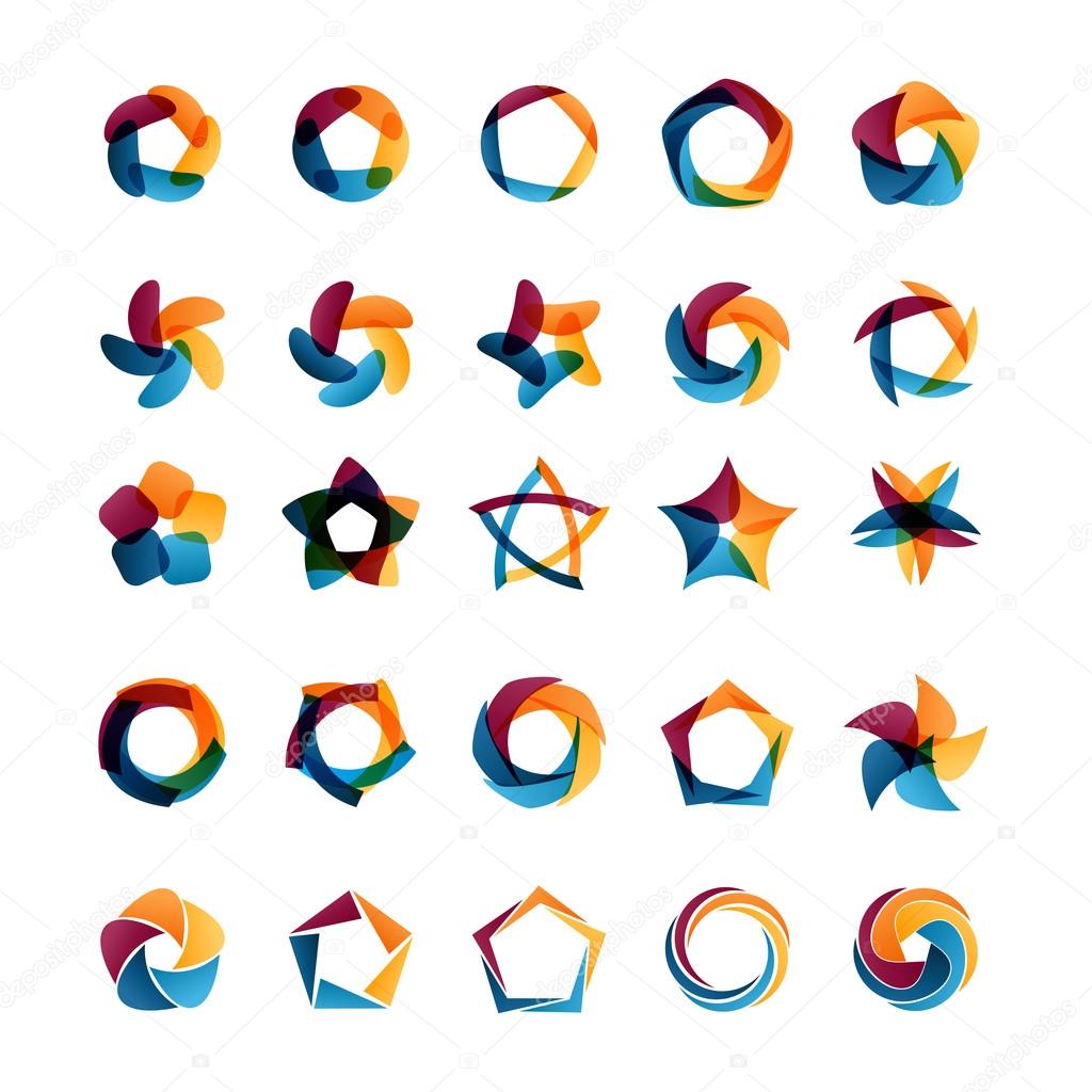 Logo templates set. Abstract circle creative signs and symbols.