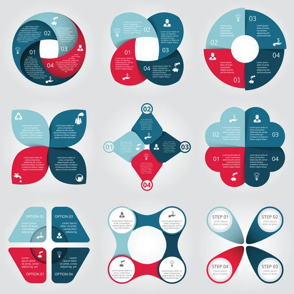 Elemen lingkaran vektor ditata untuk infografis . - Stok Vektor