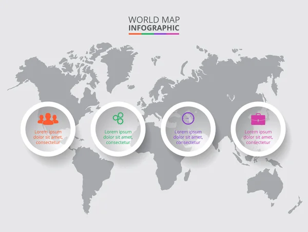 Mapa del mundo vectorial con elementos infográficos . — Vector de stock