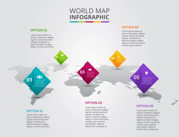 Vector world map with infographic elements. — Stock Vector