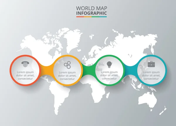 Mappa del mondo vettoriale con elementi infografici . — Vettoriale Stock