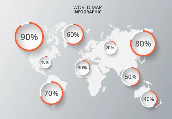 Mappa del mondo vettoriale con elementi infografici . — Vettoriale Stock