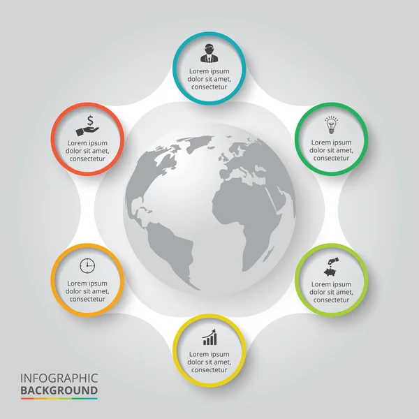 Vector circle elements with earth for infographic. — Stock Vector