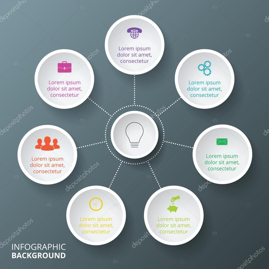 Vector circle infographic. Template for cycle diagram, graph, presentation and round chart. Business concept with 7 options, parts, steps or processes. Data visualization.