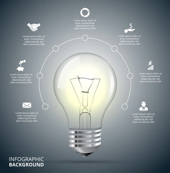 Bombilla vectorial con círculo para infografía . — Vector de stock