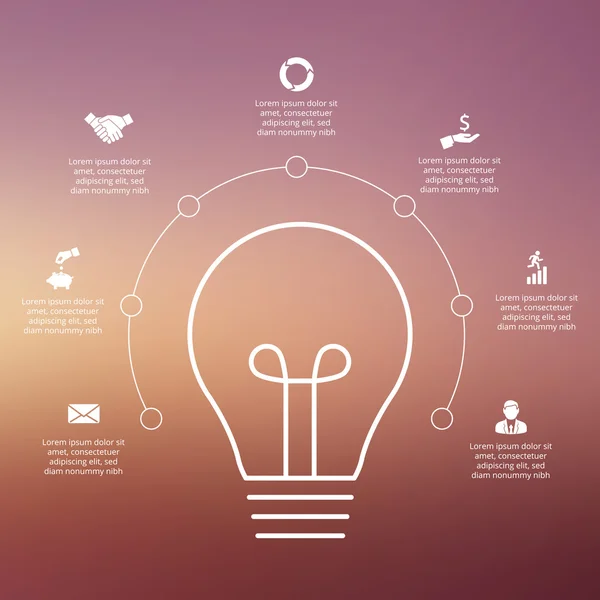 Vector light bulb with circles for infographic. — 图库矢量图片