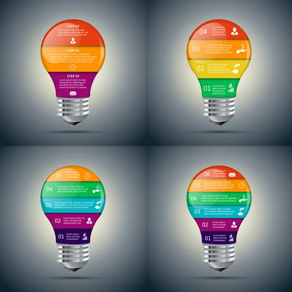 Vector lightbulb set for infographic. — Stock Vector