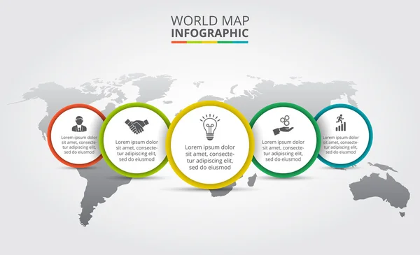 Carte du monde vectorielle avec éléments infographiques . — Image vectorielle