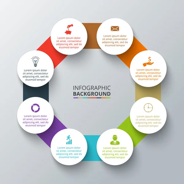 Vector octagon with circles for infographic. — Stock Vector