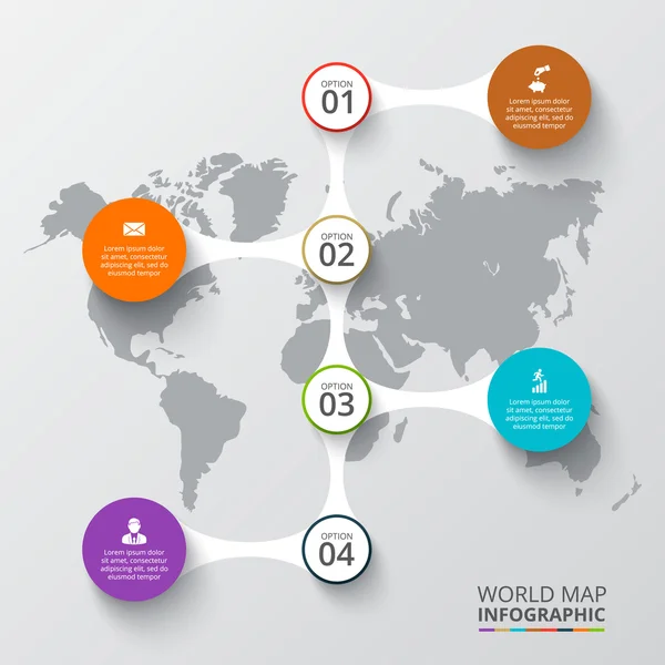 Mapa del mundo vectorial con elementos infográficos . — Archivo Imágenes Vectoriales