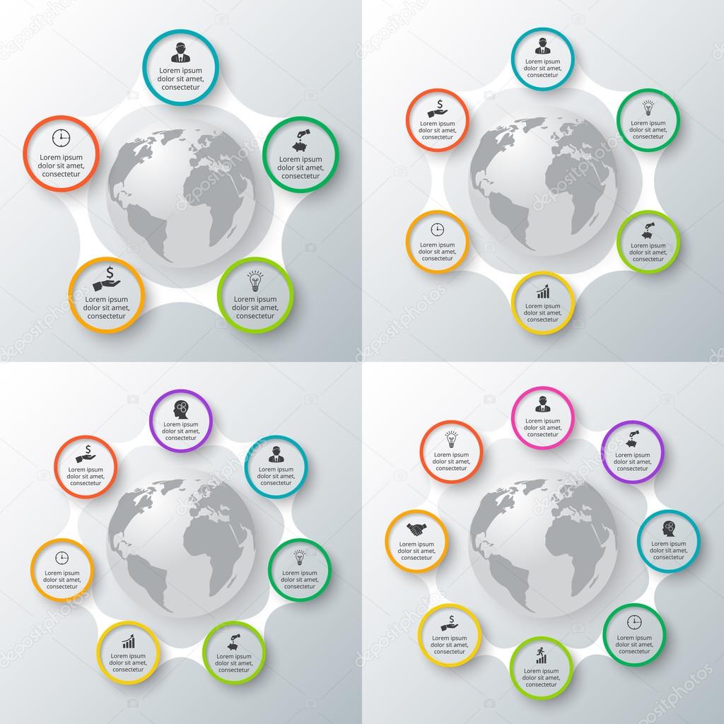 Vector circle elements set for infographic. 