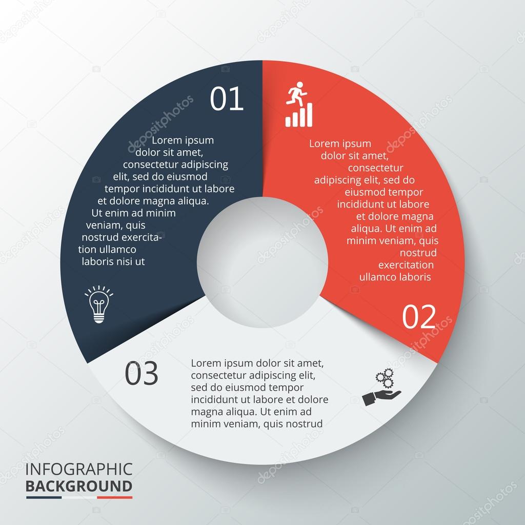 Vector circle element for infographic. Template for cycling diagram, graph, presentation. Business concept with 3 options, parts, steps or processes. Abstract background.