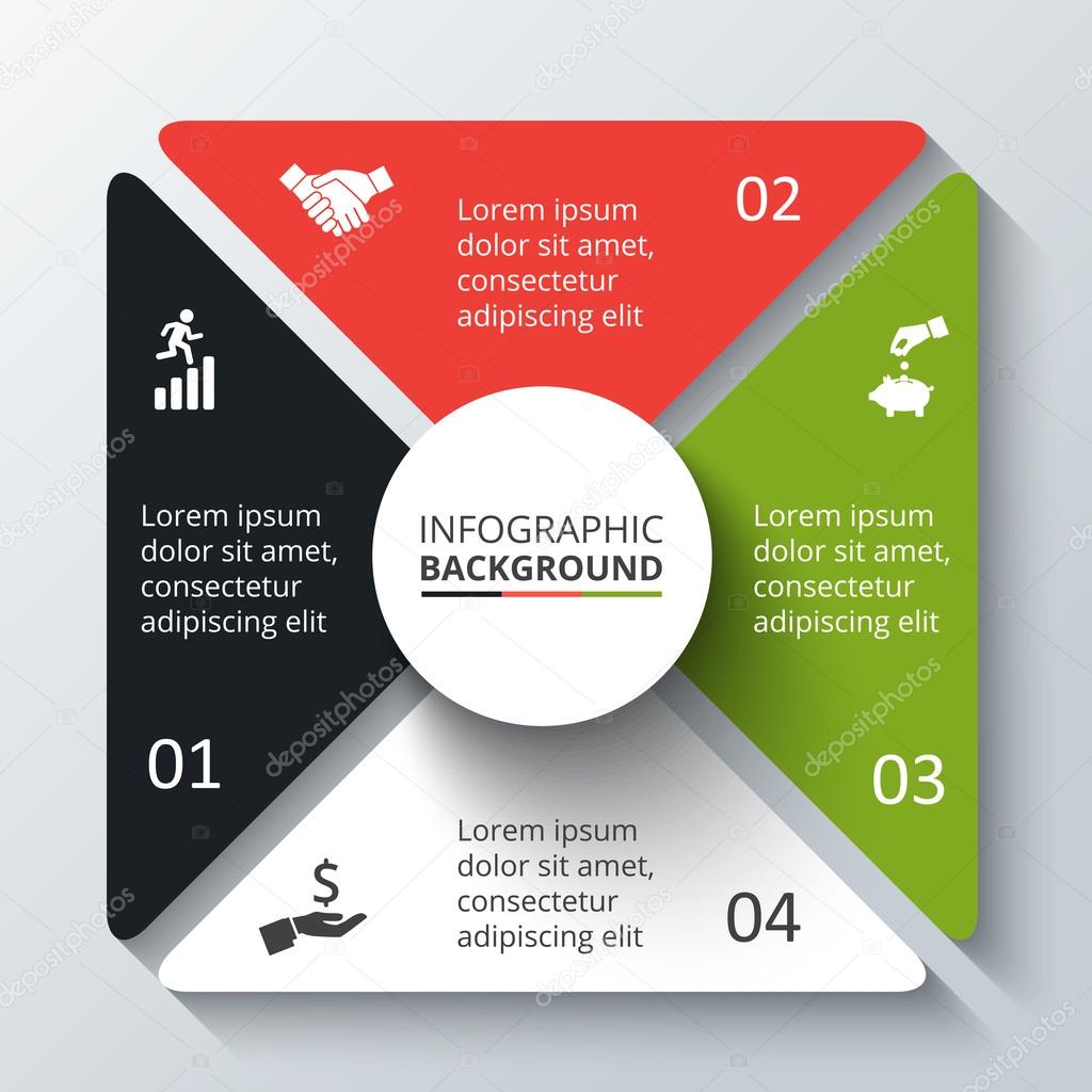 Vector circle element for infographic. Template for cycling diagram, graph, presentation. Business concept with 4 options, parts, steps or processes. Abstract background.