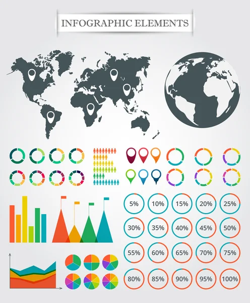 Vektorkarte, Markierungen, Pfeile, Kuchen für Infografik. — Stockvektor