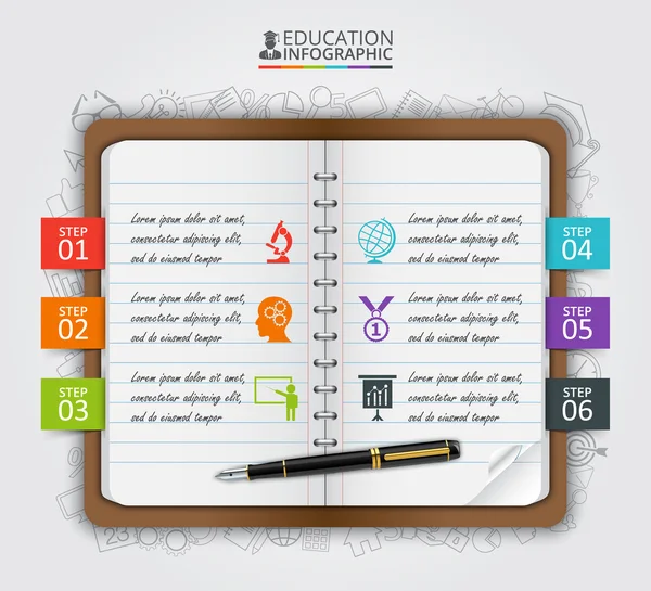 Nota vectorial infografía educativa . — Vector de stock