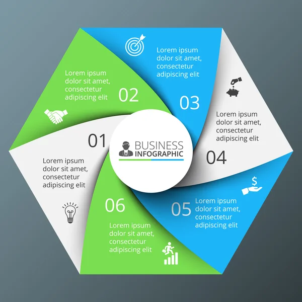 Vector spiral hexagon for infographic. — 스톡 벡터