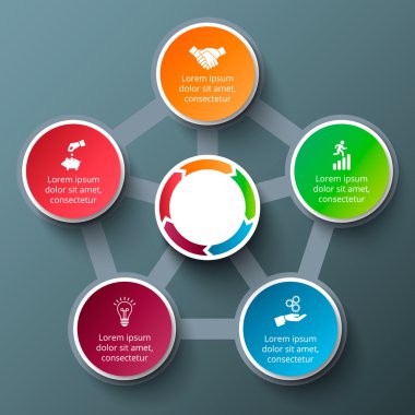 Vector penagon with circles for infographic.