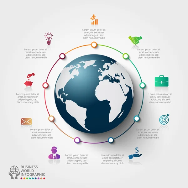 Vector infographics global template for 9 options. — 图库矢量图片