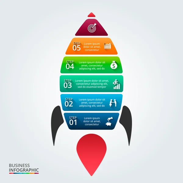 Illustrazione vettoriale dell'infografica con razzo . — Vettoriale Stock