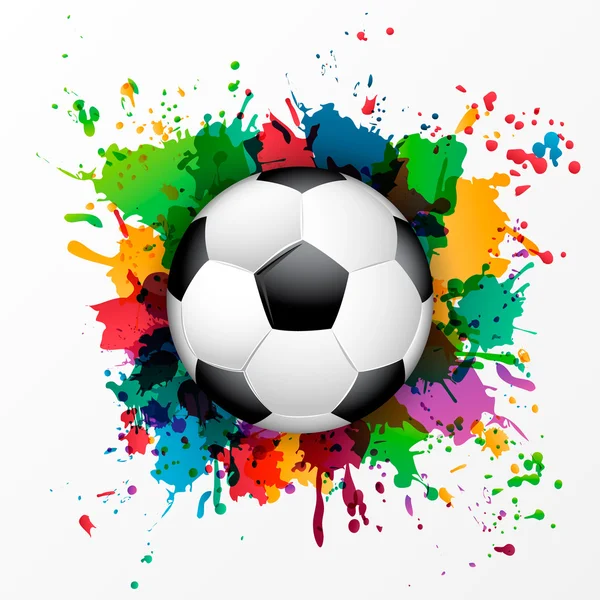 Soccer ball with colorful spray paint. — Stock Vector