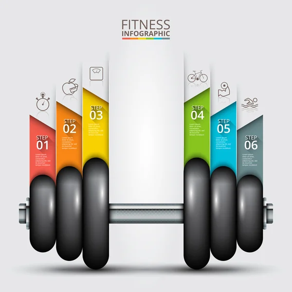 Fitness statisztikák és a súlyzó infographics. — Stock Vector