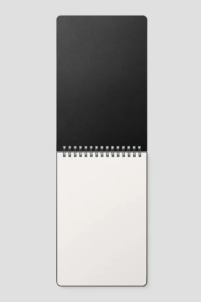 Πραγματική Φωτογραφία Σπιράλ Notepad Mockup Template Μαύρο Χάρτινο Κάλυμμα Απομονωμένο — Φωτογραφία Αρχείου