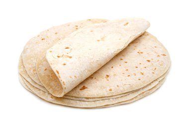 İtalyan Piadina Romagnola beyaz arkaplanda izole edildi