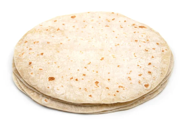 Italiaanse Piadina Romagnola Geïsoleerd Een Witte Achtergrond — Stockfoto