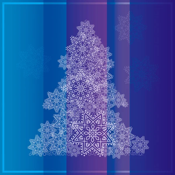 Διακοπές Διάνυσμα Φόντο Πρωτοχρονιάτικη Κάρτα Χριστουγεννιάτικο Δέντρο Μορφή Νιφάδων Χιονιού — Διανυσματικό Αρχείο