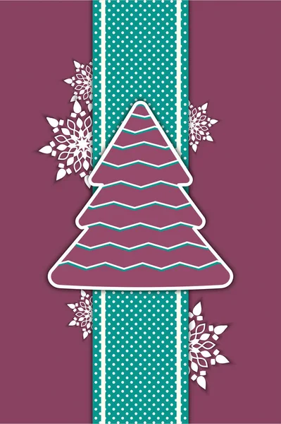 Christmas Tree Applique Vector Background Vector Cover Book Magazine Greeting — Stock Vector