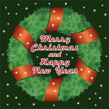 Yılbaşı çelengi ile vektör illüstrasyonu