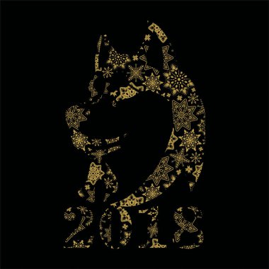 Yeni yıl afişleri, web siteleri için el ilanları. 2018 yılının Zodyak sembollü şirin köpekli Çin Yeni Yıl Şenlik Kartı Tasarımı. Çince karakterin çevirisi Servet 'tir.