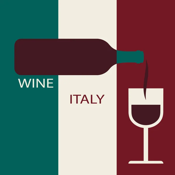 Poster Italian Wine Background Flag Bottle Wine Wineglass — Stock Vector