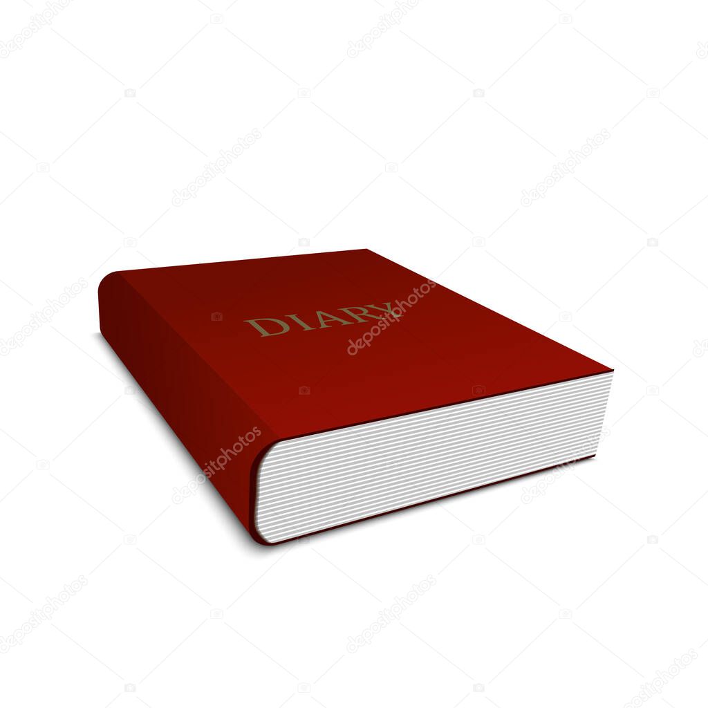 Vector 3d isolated diary or book on white background