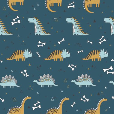 Dinozorların geçmişi. Çizgi filminde komik dinozorlar olan sevimli, pürüzsüz desen..