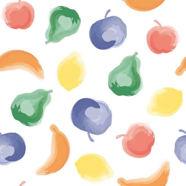 Vektor Niedliche Hand Zeichnung Früchte Nahtlose Muster Hintergrund Mit Früchten — Stockvektor