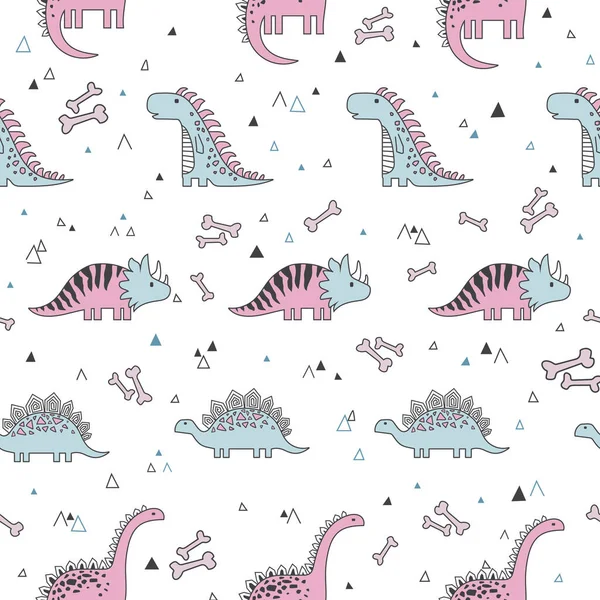 Dinozorların geçmişi. Çizgi filminde komik dinozorlar olan sevimli, pürüzsüz desen..