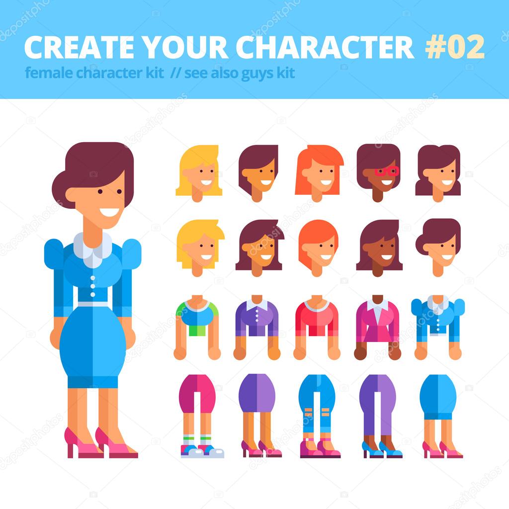Female character creation set. See also guys kit.
